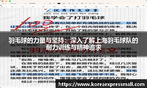 羽毛球的力量与坚持：深入了解上海羽毛球队的耐力训练与精神追求