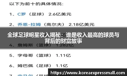 全球足球明星收入揭秘：谁是收入最高的球员与背后的财富故事